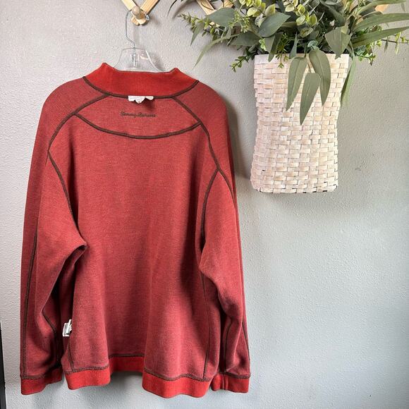 Tommy Bahama Reversible 1/4 Zip Sweater Split Neck Cotton Pullover Men's XL Red - Picture 4 of 8